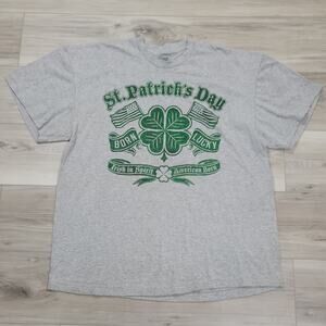 St. Patrick's Day Graphic T-Shirt Men's 2XL Gray Short Sleeve